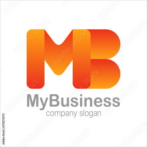Letter M and B Logo Symbol orange Colorful Gradient Vector