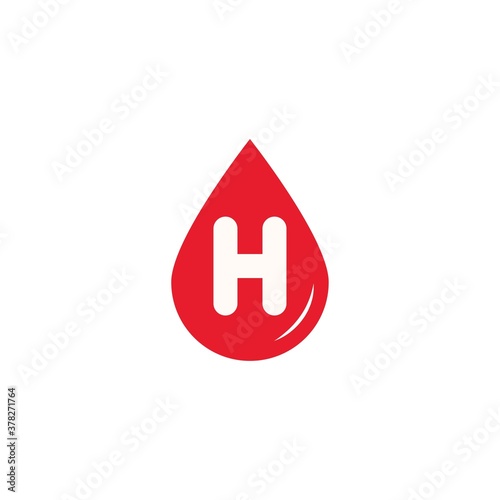 h letter blood logo design.World Blood Donor Day vector background. Awareness poster with red paper cut blood drop. 14 june. Hemophilia day concept
