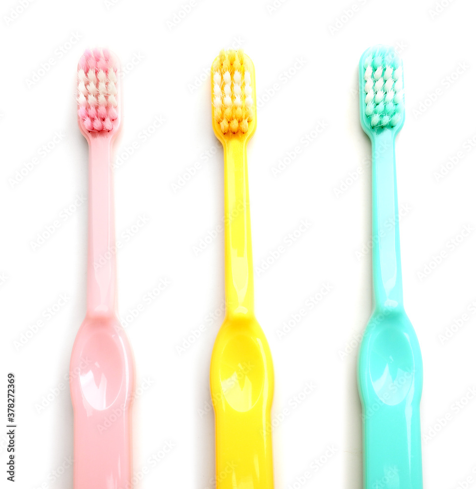 Tooth brushes on white background Tooth brushes on white background