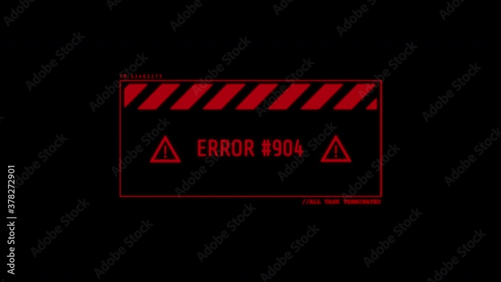 Motion graphic of Digital panel show error code. System alert fix bug on screen with digital noise glitch effect. Concept of programming security and digitals banner.