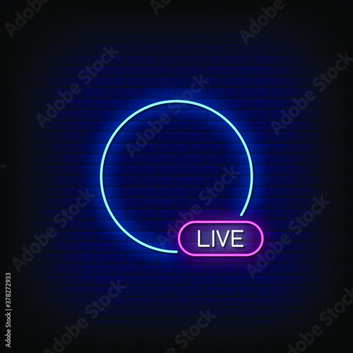 Live Neon Signs Style Text Vector