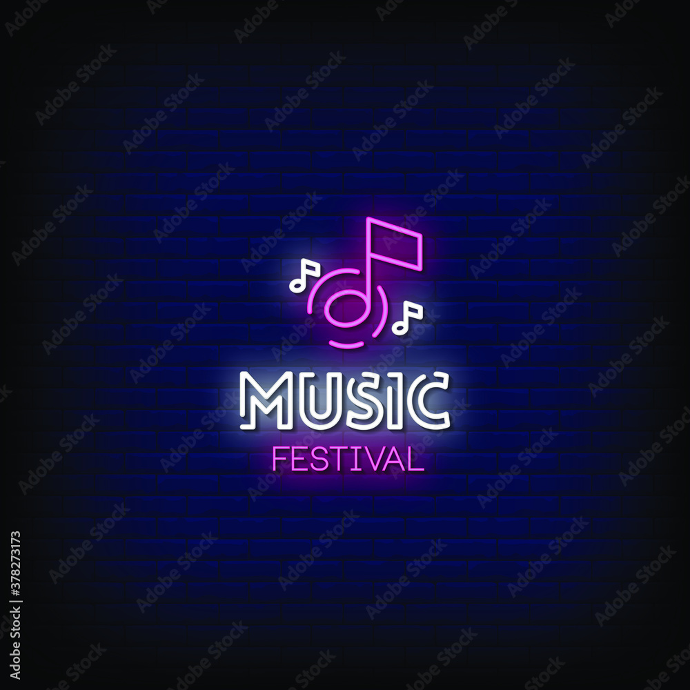 Music Festival Neon Signs Style Text Vector Music Festival Neon Signs Style Text Vector