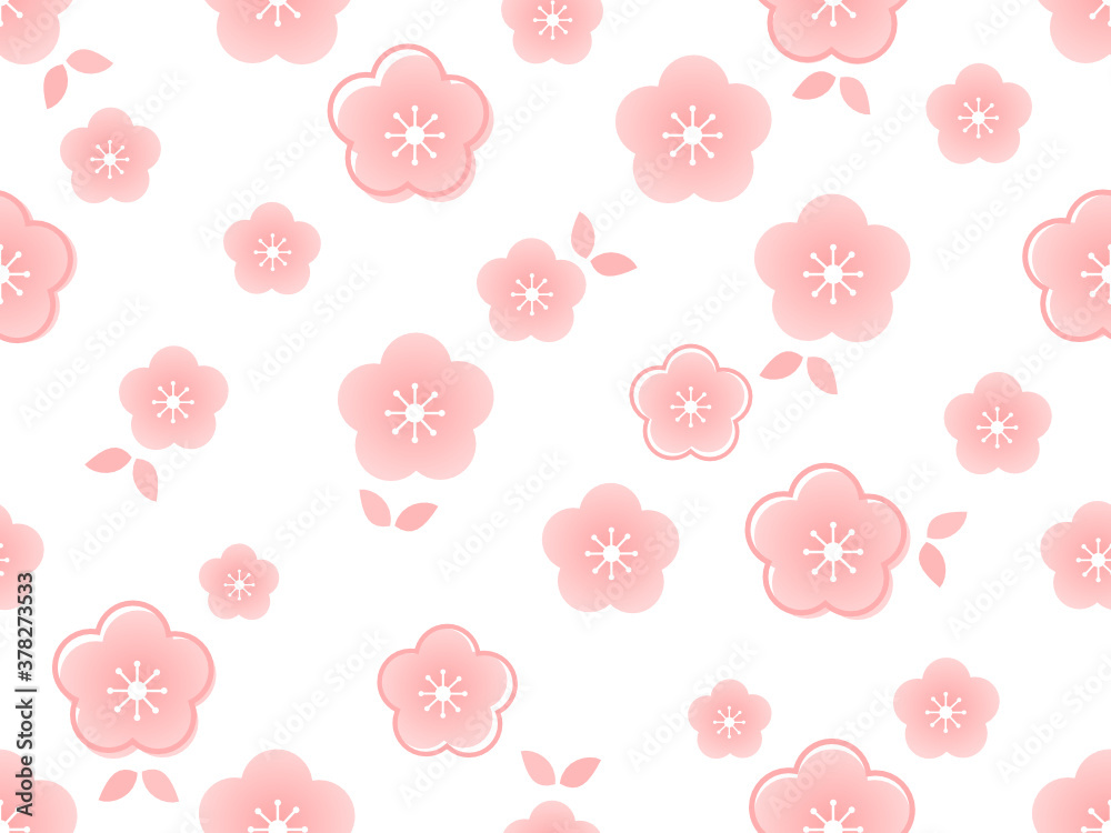 Seamless pattern with cute peach flower on white background vector illustration.