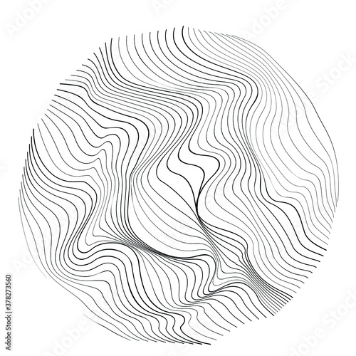 Flow Lines in Circle Form .  Vector Illustration .Technology round. Music sound equalizer Logo . Design element . Abstract Geometric shape . 