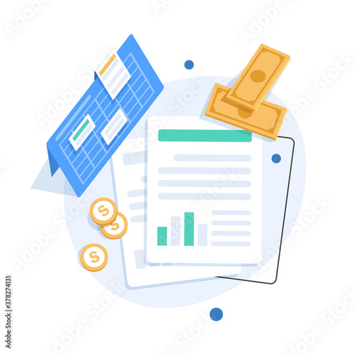 Auditing and business analysis concept,auditing tax process,flat design icon vector illustration