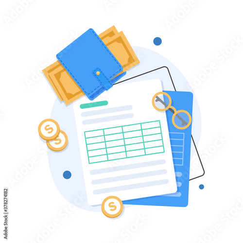 Auditing and business analysis concept,auditing tax process,flat design icon vector illustration