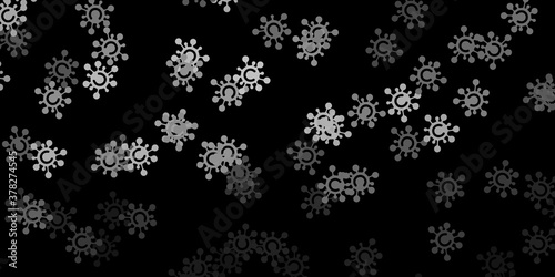 Dark gray vector backdrop with virus symbols.