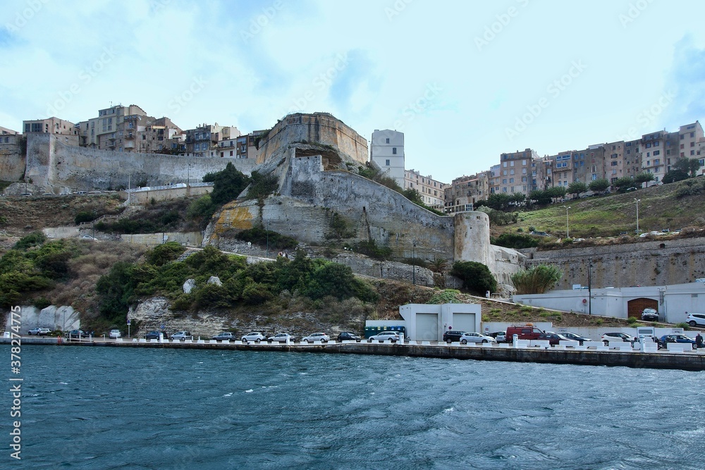 Corsica-harbor in the town Bonifacio