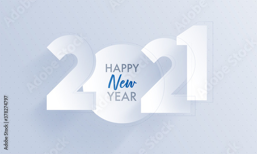 Paper Cut 2021 Number on Light Blue Background for Happy New Year.