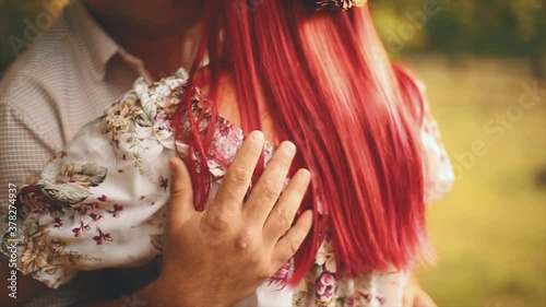Man hug a woman
