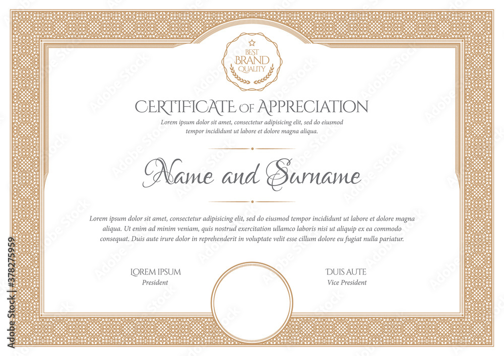 Certificate Template. Diploma of modern design or gift certificate