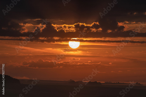 red sunset and clouds