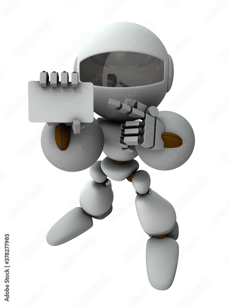 IDカードを提示する人工知能のロボット