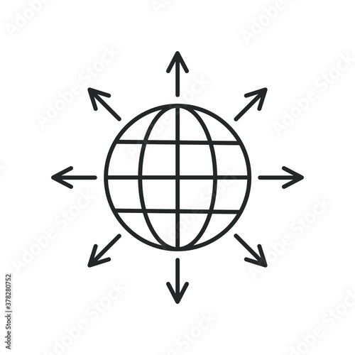Принти на полотні icon, line globe with arrow, arrows in different directions
