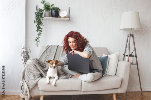 Woman with her dog. Female with pet