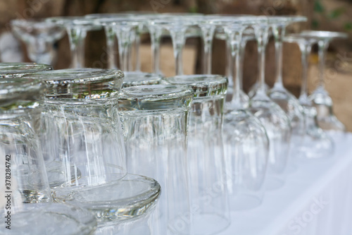 group of glass, setup for wedding.