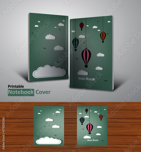 Back to school notebook cover designs with mockups, Ready to print CMYK color modes- textbook design concept