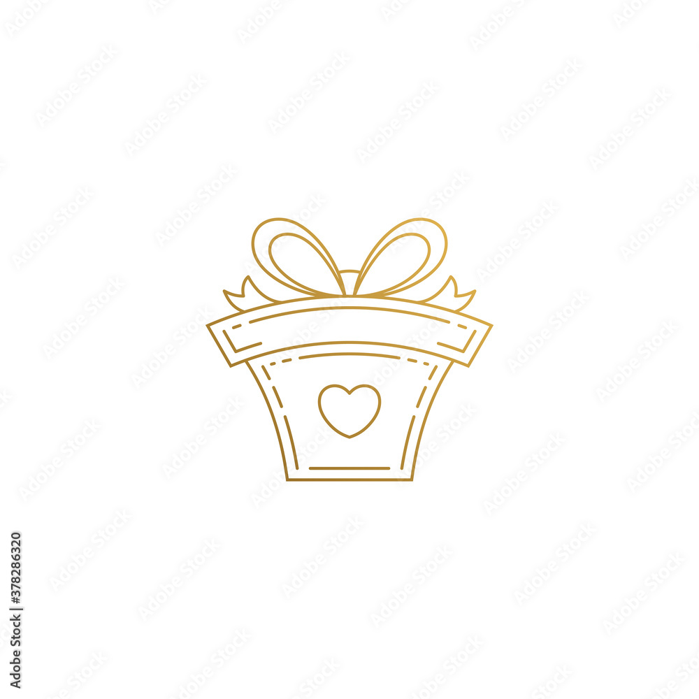 Vector logo of gift box hand drawn with thin lines Vector logo of gift box hand drawn with thin lines