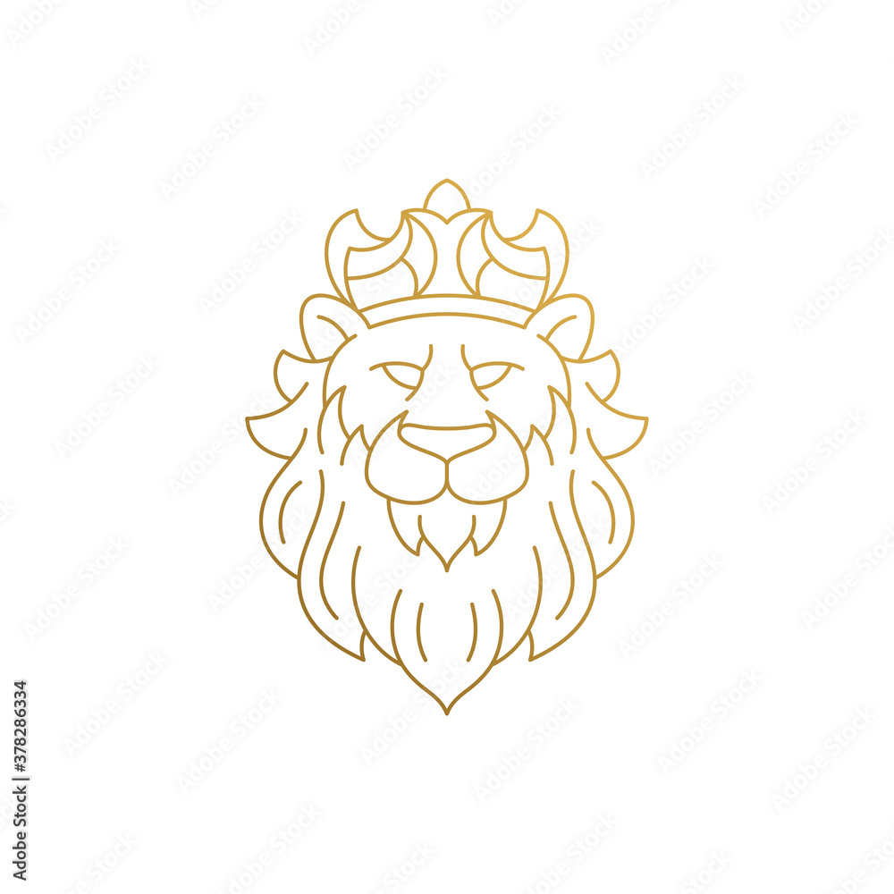 Vector design of king of animals hand drawn with thin lines