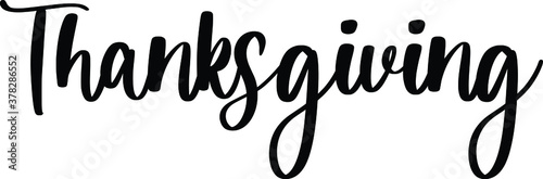 Thanksgiving Handwritten Typography Black Color Text On White Background