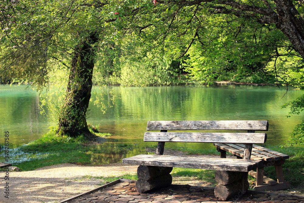 Fototapeta premium One of the most astonishing Plitvice Lakes, Croatia doring spring times. A truly virgin and wonderful piece of nature.
