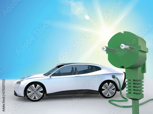 electric car green power plug photo