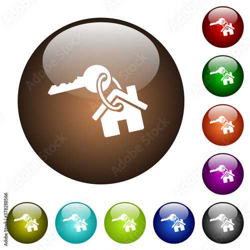 Key and house on keyring color glass buttons