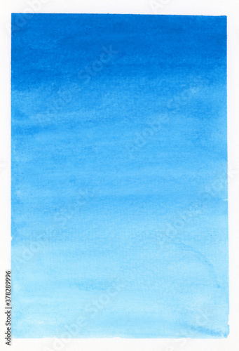 hand painted watercolor on paper blue sky gradient background