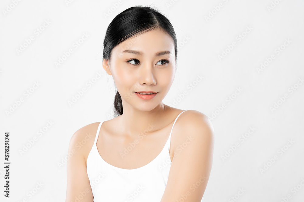 Beautiful young asian woman with clean fresh skin on white background, Face care, Facial treatment, Cosmetology, beauty and spa, Asian women portrait Beautiful young asian woman with clean fresh skin on white background, Face care, Facial treatment, Cosmetology, beauty and spa, Asian women portrait