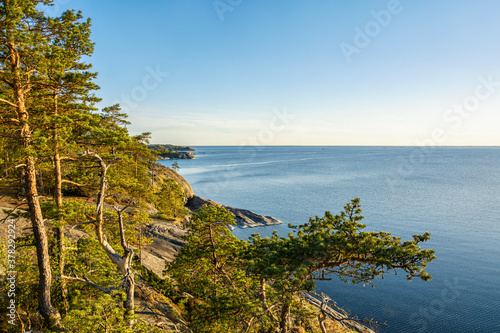 View to the Gulf of Finland from the shore of Porkkalanniemi in the evening, Kirkkonummi, Finland photo