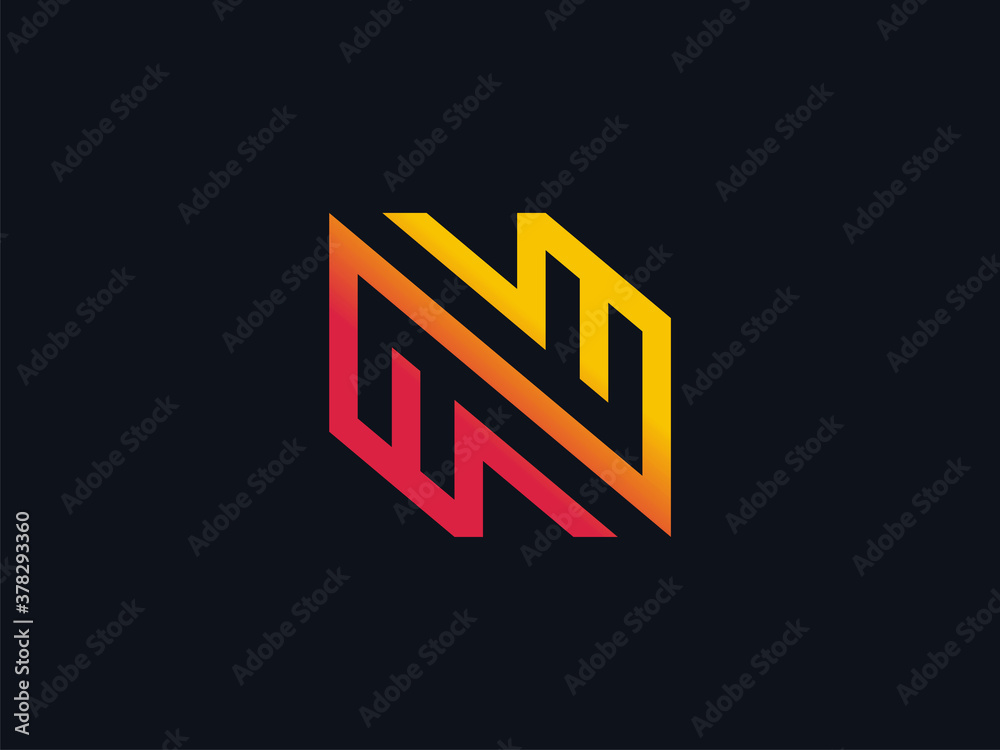 Obraz premium Vector letter N. Technological logo in a linear style.
