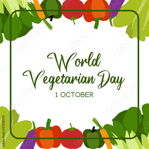 Vector graphic of world vegetarian day good for world vegetarian day celebration. flat design. flyer design.flat illustration.
