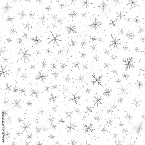 Hand Drawn grey Snowflakes Christmas Seamless Patt