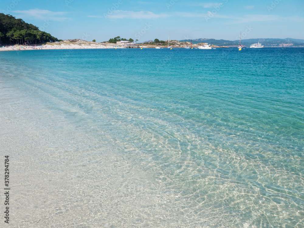 Crystal clear blue sea at the Cies islands