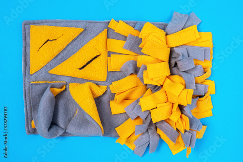 soft washable textile training snuffle mat for nose work for pet. Intellectual games with pet.