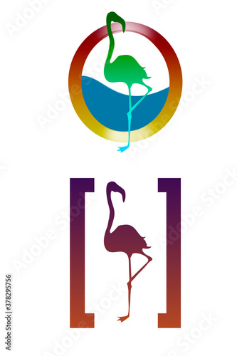 Flamingo illustrations for logos posters