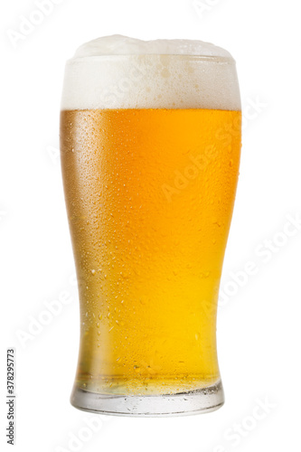 Canvas Print glass of beer isolated on white background