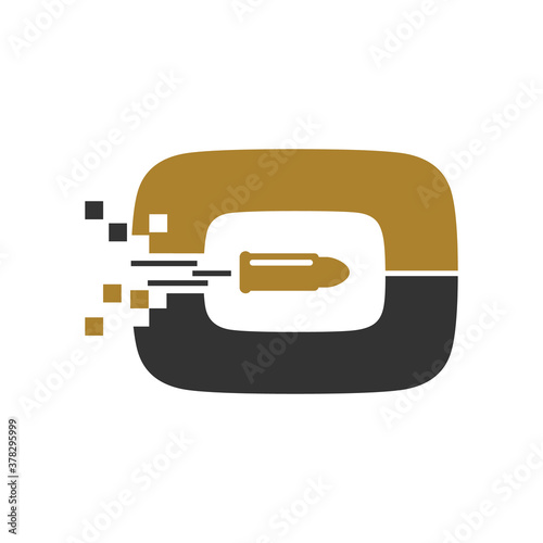 Creative design letter o with bullet isolated white background