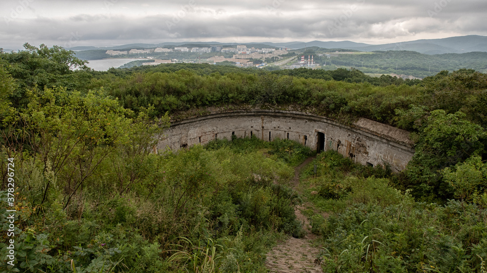 military defensive fortifications. Fort Pospelov. Vladivostok. Russia.