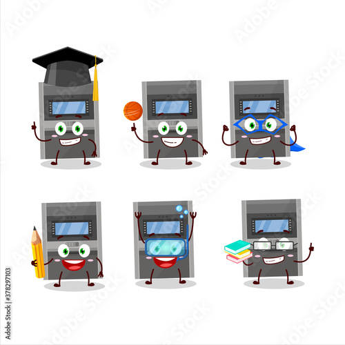 School student of atm machine cartoon character with various expressions