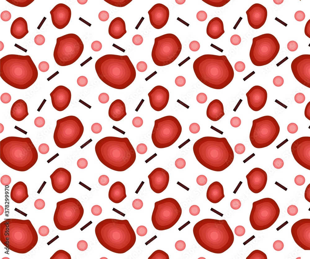 Abstract isolated illustration Seamless pattern with drops, a spot of red liquid on white Abstract isolated illustration Seamless pattern with drops, a spot of red liquid on white