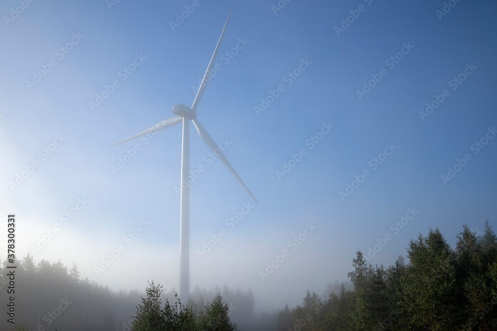 Wind turbine in fog, Lappeenranta, Finland Wind turbine in fog, Lappeenranta, Finland
