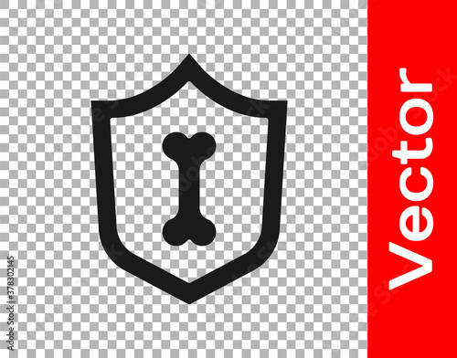 Black Animal health insurance icon isolated on transparent background. Pet protection concept. Vector.
