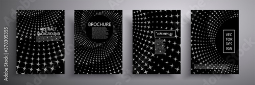 Vector illustration of black and white cover with graphic geometric elements. Future geometric design. Collection of templates for brochures, posters, banners, flyers and postcards.