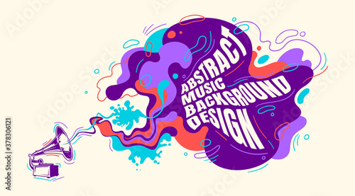 Abstract music background design with colorful liquid shapes. Vector illustration.