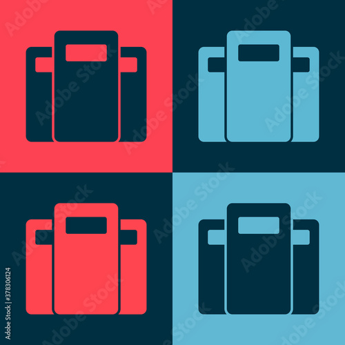 Pop art Police assault shield icon isolated on color background. Vector.