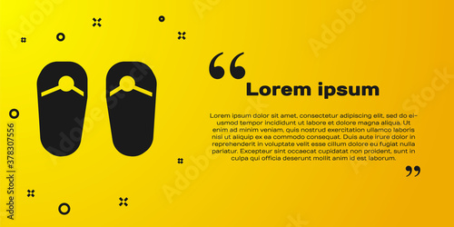 Black Flip flops icon isolated on yellow background. Beach slippers sign. Vector.