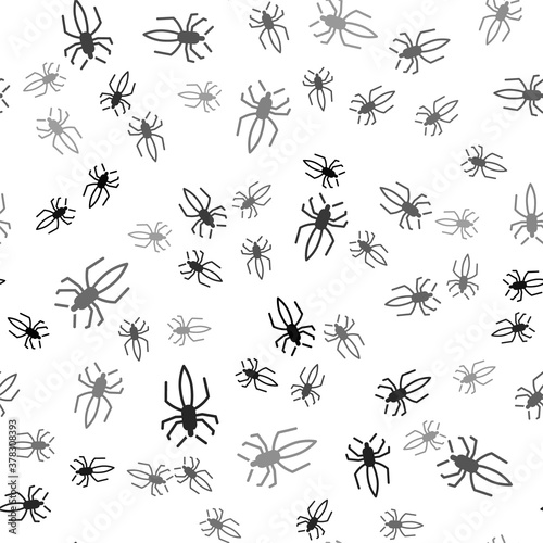 Black Spider icon isolated seamless pattern on white background. Happy Halloween party. Vector.