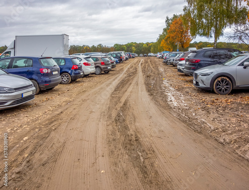muddy car park