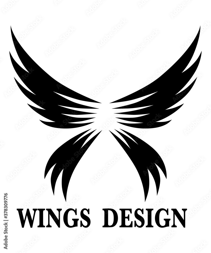 Fototapeta premium Black animal wing logo design vector illustration suitable for branding or symbol.